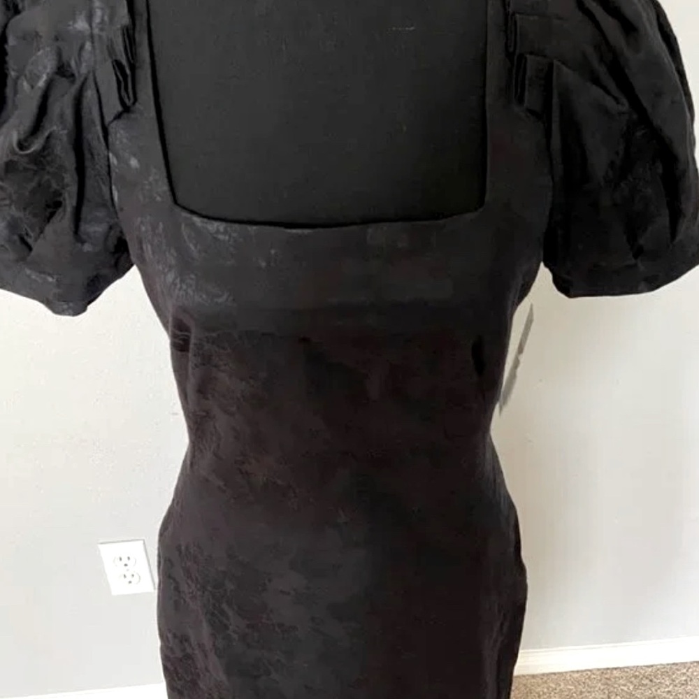 Antonio Melani “Kaylee” Jacquard Puff Sleeve Dress – Shimmering Forest – Size 14